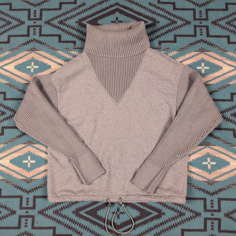 $148 Varley Ramsay Cowl Neck Sweat Beige Deep Taupe Marl Muted Brown Medium